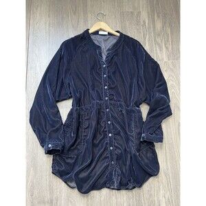 Natural Life New Velvet Button Down Laid Back Tunic XL Slate Blue